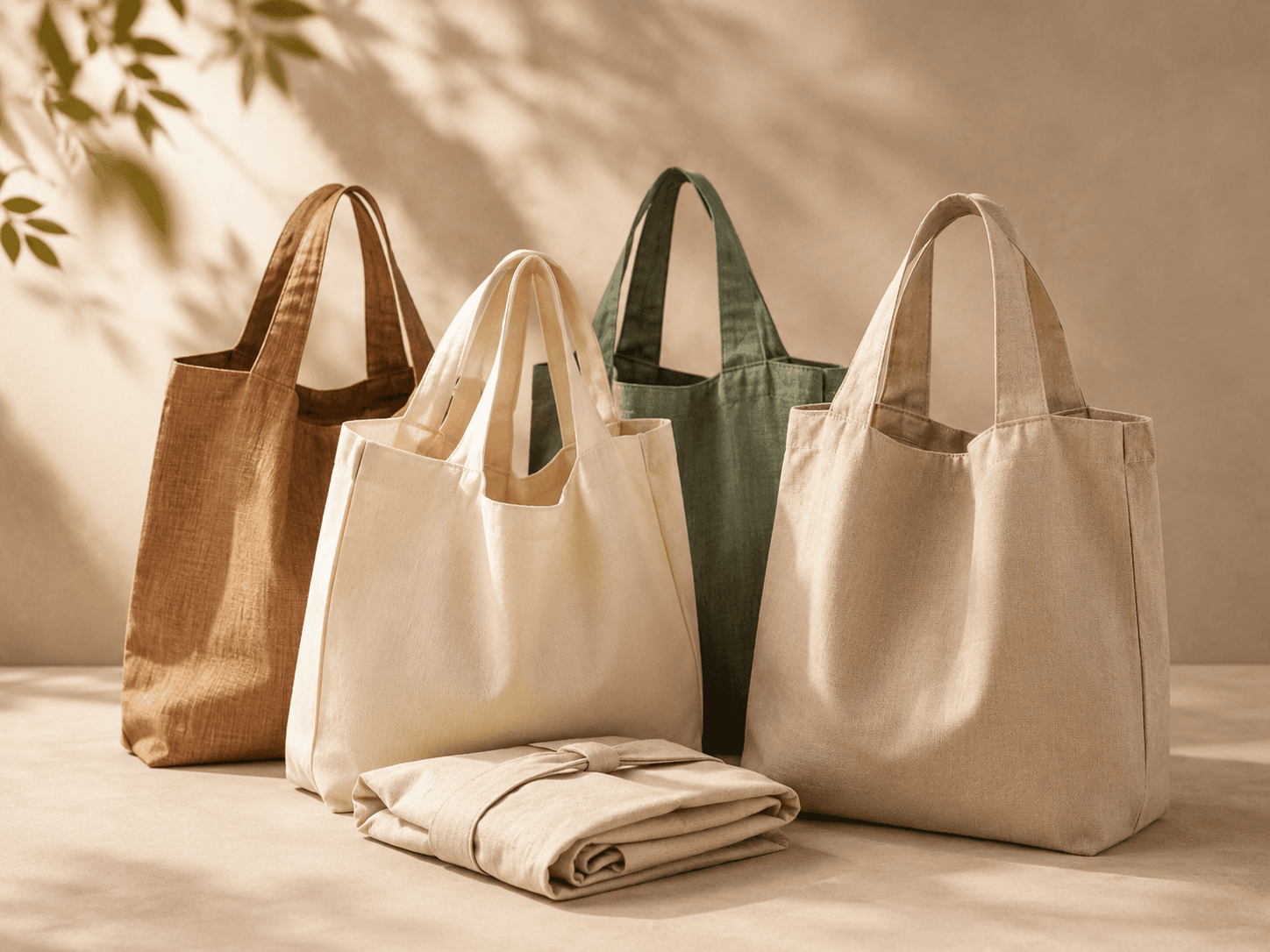 Foldable reusable market bags in calm colours