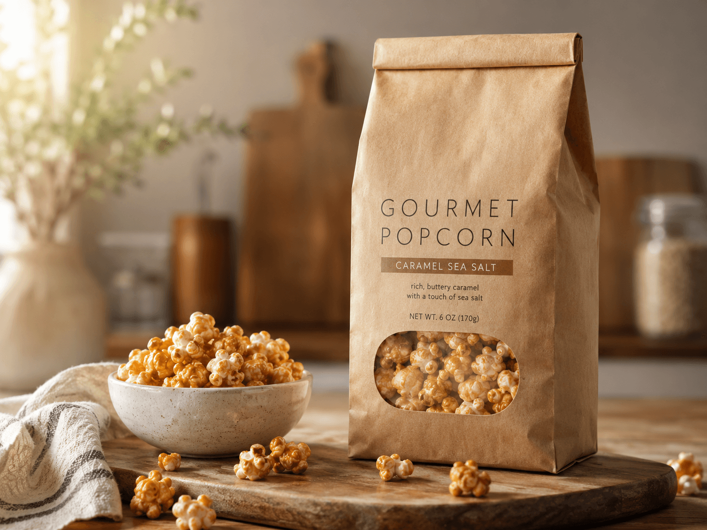 Gourmet popcorn bag gift idea